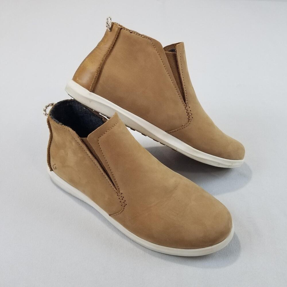 OluKai Hawai'iloa Manu Hope Boots Womens Size 8.5 Brown Leather Ankle Booties